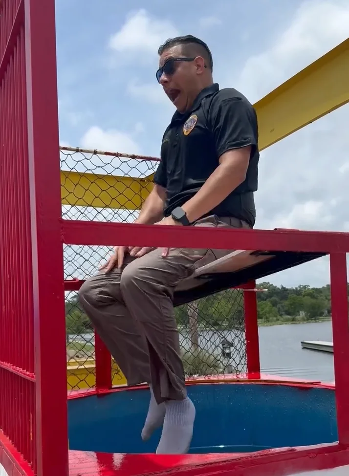 Daniel Seuzeneau getting dunked for a good cause
