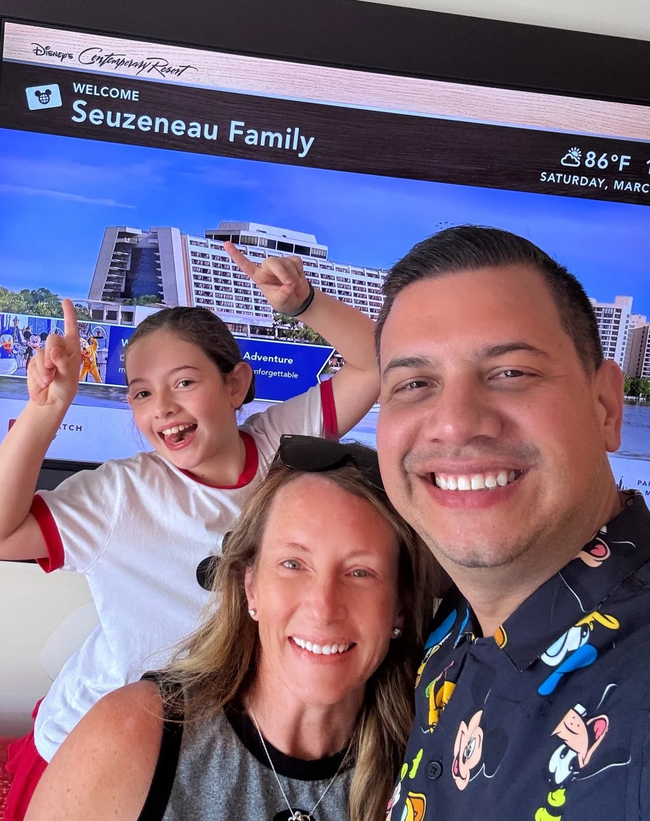 Daniel Seuzeneau, his wife and Daughter at the Walt Disney World Contemporary Resort